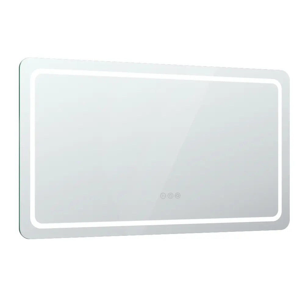 Bathroom LED Wall Mirror Frameless Rectangular Frontlit Round Corners