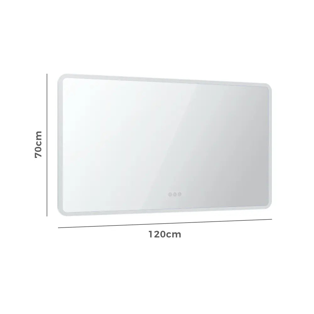 Bathroom LED Lighted Wall Mirror Frameless Rectangular Backlit Round Corners