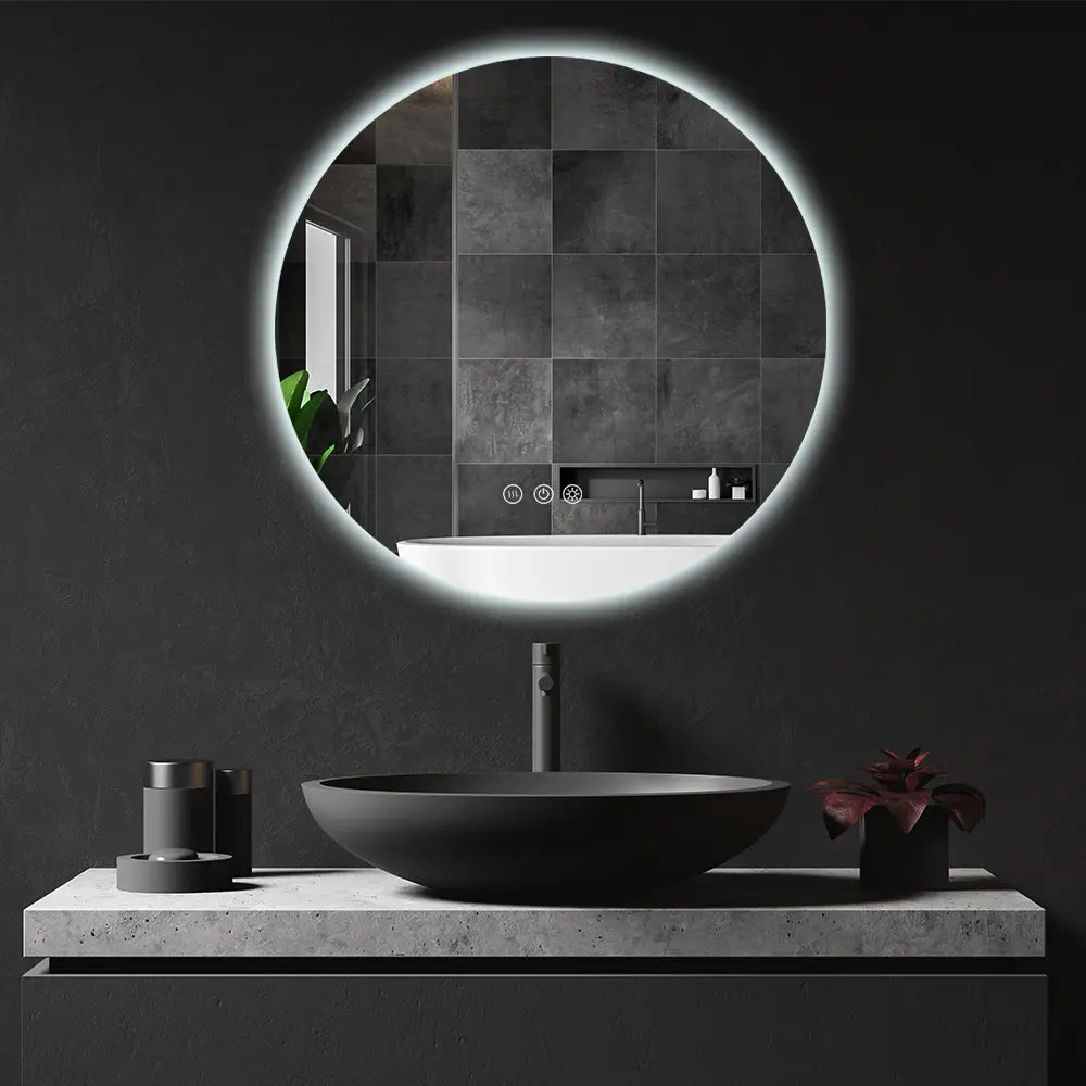 Bathroom LED Wall Mirror Frameless Round Backlit