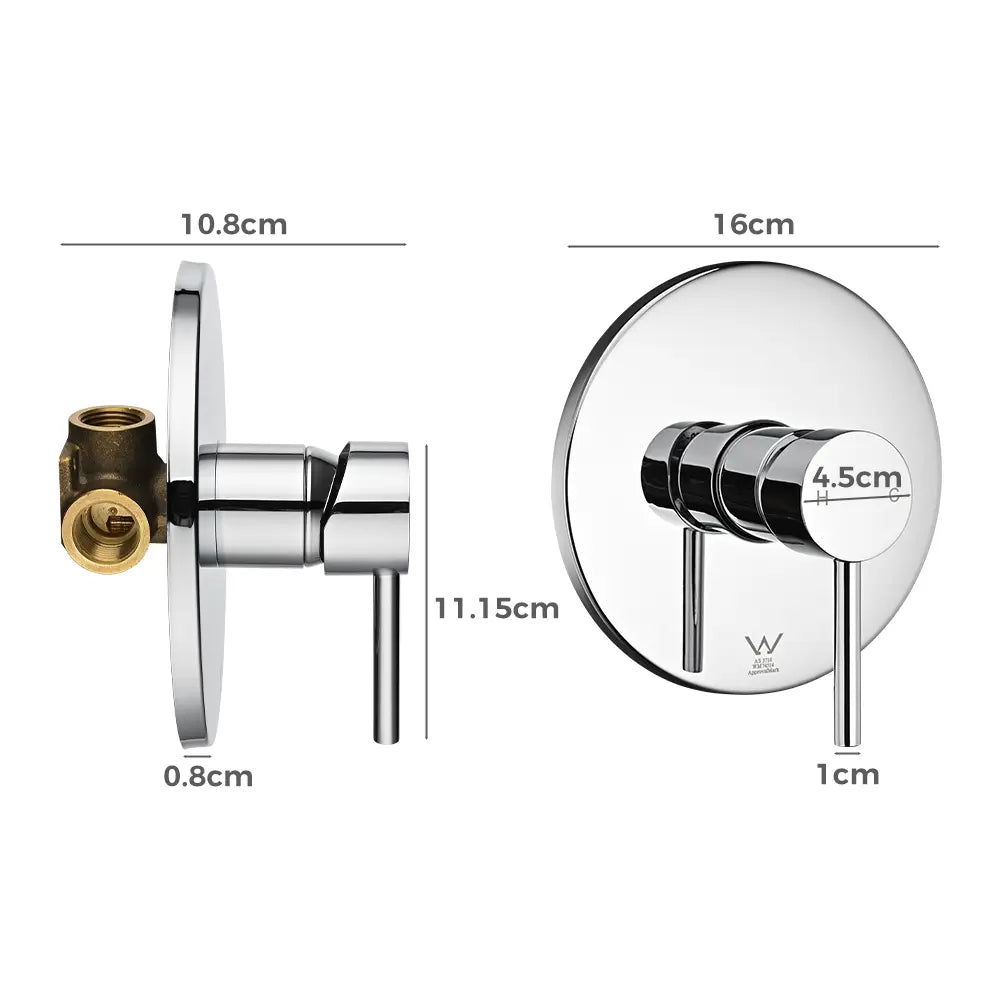 Round Euro Shower & Bath Mixer Diverter