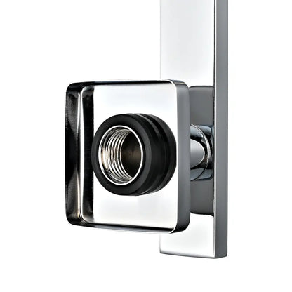 Chrome square wall-mounted shower arm connector with threaded fitting
