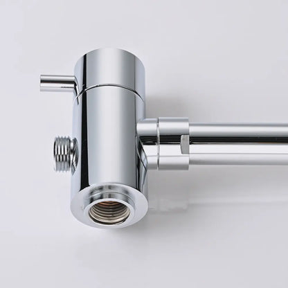 Chrome shower diverter valve component with threaded connections and lever handle