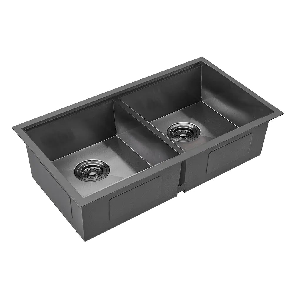 Sima-V 750x450mm Double Bowl Kitchen Sink 8Pc Workstation