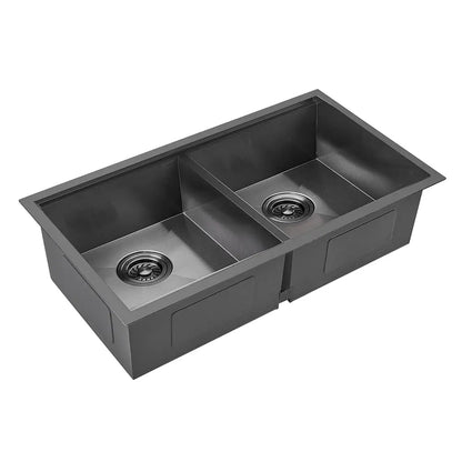 Sima-V 750x450mm Double Bowl Kitchen Sink 8Pc Workstation