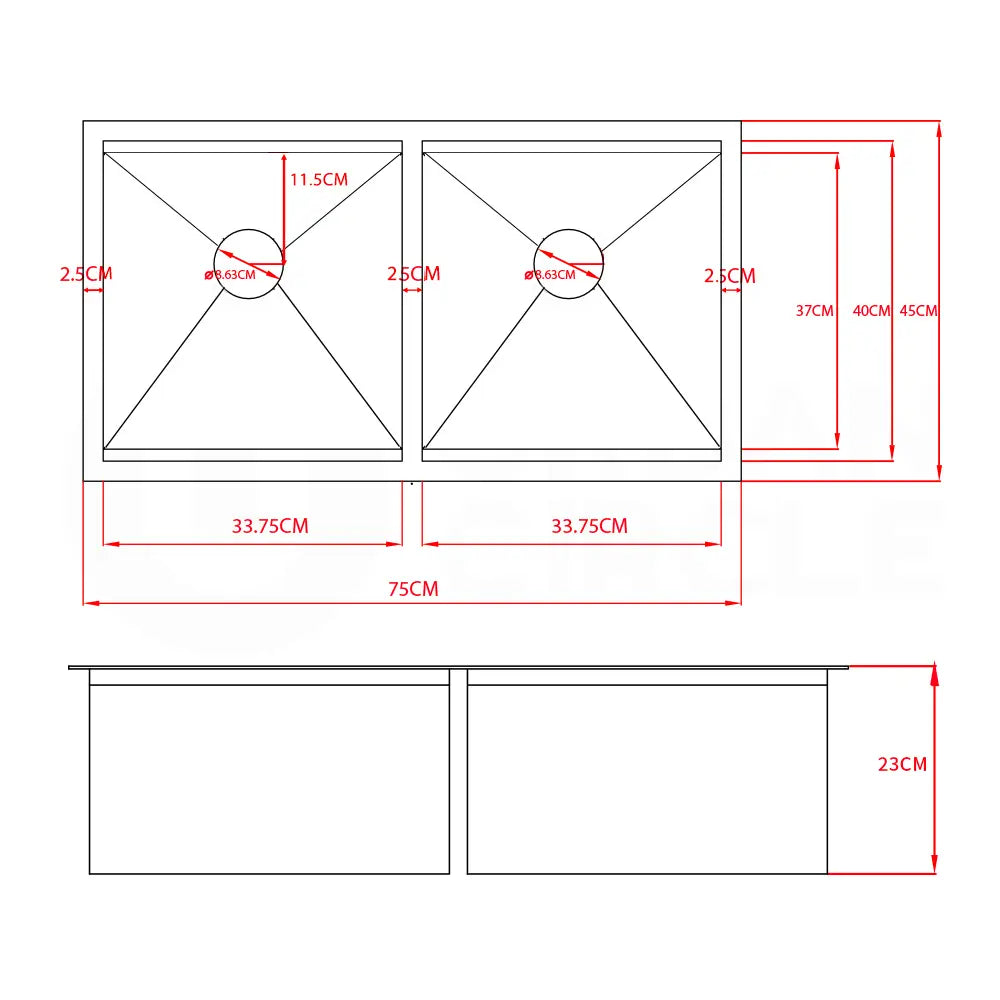 Sima-V 750x450mm Double Bowl Kitchen Sink 8Pc Workstation