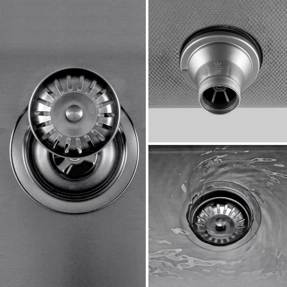 Sima-V 820x450mm Double Bowl Kitchen Sink 8Pc Workstation