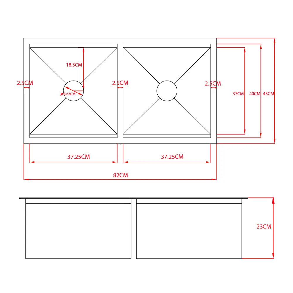 Sima-V 820x450mm Double Bowl Kitchen Sink 8Pc Workstation
