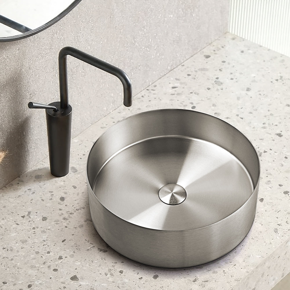 Sima-X 400x400mm Single Round Bowl Kitchen Sink Basin Workstation