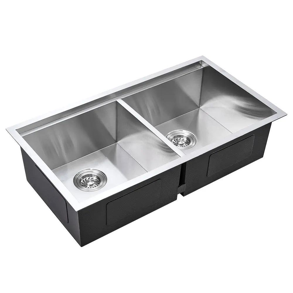 Sima-V 820x450mm Double Bowl Kitchen Sink 8Pc Workstation