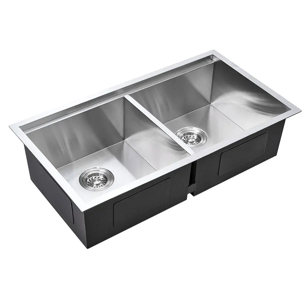 Sima-V 750x450mm Double Bowl Kitchen Sink 8Pc Workstation